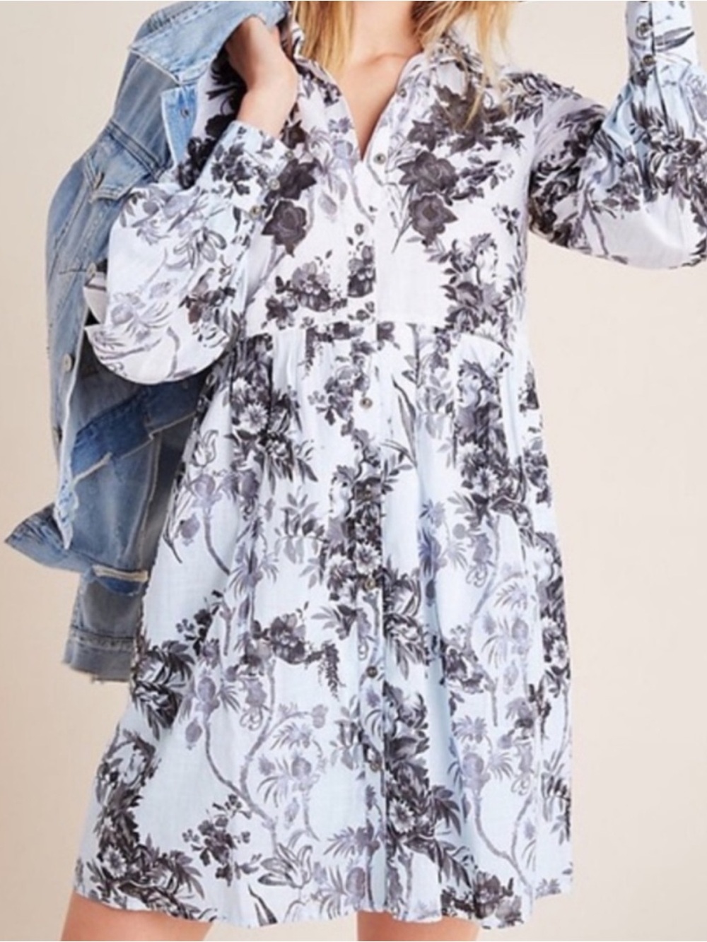Anthropologie Lavinia Embroidered Shirtdress Size 2